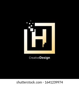 Abstract Square Pixel Initial Letter H Logo Design Template