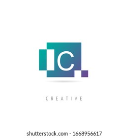 Abstract Square Pixel Leter C Logo, Design Vector Pixel Logo Template