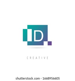 Logotipo del medidor de píxeles cuadrado abstracto D, plantilla del logotipo del tubo del vector de diseño