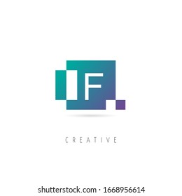 Abstrakter Square Pixel Leter F Logo, Design-Vektorillustration Pixel Logo-Vorlage