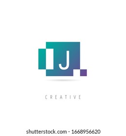 Abstract Square Pixel Leter J Logo, Design Vector Pixel Logo Template