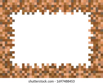 Abstract square pixel mosaic background illustration. Grass and ground wallpaper. Vector. Border. Frame. Background.