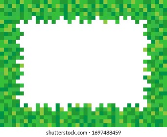 Illustration abstraite d'arrière-plan mosaïque de pixels carrés. Fond d'écran en herbe et au sol. Image vectorielle.Bordure.Cadre. Arrière-plan.