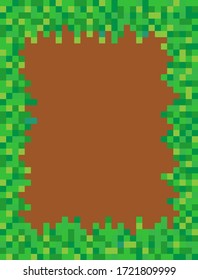 Abstract square pixel mosaic background illustration. Grass and ground wallpaper. Vector. Border. Frame. Background.