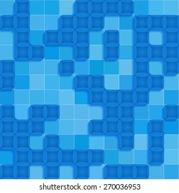 Abstract square pixel mosaic background in blue colors