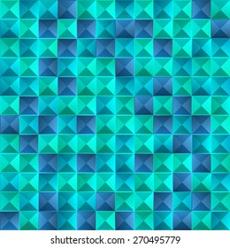 Abstract square pixel mosaic background in blue colors