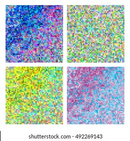 Abstract square pixel mosaic background set. Abstract  background. Mosaic with bright pixels