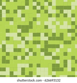 abstract square pixel mosaic background , seamless , Green tone.