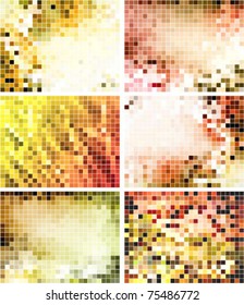 abstract square pixel mosaic backgrounds set