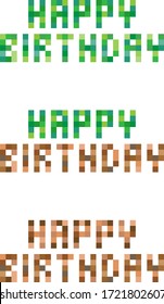 Mosaico cuadrado abstracto de feliz cumpleaños. Papel tapiz de hierba y suelo. Vector. 