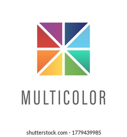 Abstract square or rhombus from triangles. Template colorful logo or icon Origami. Vector. 