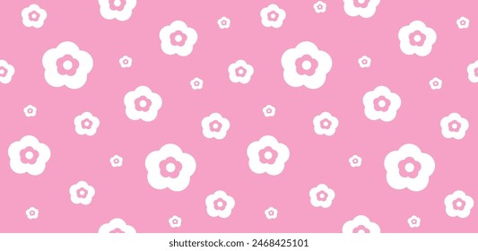 patrón cuadrado abstracto sin costuras con flores de manzanilla lindas. diseño de superficie de fondo rosa floral lindo, textil, impresión, papel de envoltura, cubierta. ilustración de Arte vectorial.