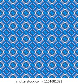 Abstract square seamless pattern in gray, blue and purple colors.