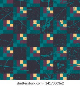 Abstract square seamless pattern with grunge effect