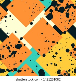 Abstract square seamless pattern with grunge effect.