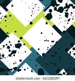 Abstract square seamless pattern with grunge effect.