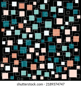 abstract square seamless pattern random repeatable with black pastel background and white square outline perfect for textile, greeting card, wrapping paper, invitation card. 