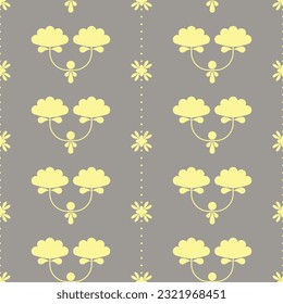 Abstract square seamless patterns with vintage groovy daisy flowers. Retro floral vector background surface design, textile, stationery, wrapping paper