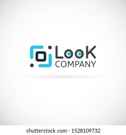 Abstract square Search logo design. Square concept vector logotype. Media concept icon.