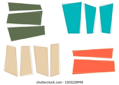 Abstract square set isolated on white background.
