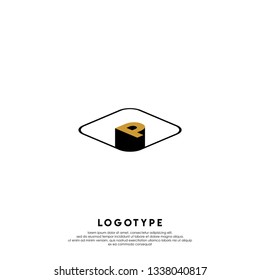 abstract square shape with flat P logo letter design concept