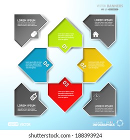 Abstract square shape infographic arrows background