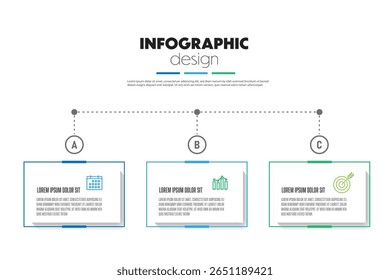 Abstrato forma quadrada infográfico modelo design elemento 3 passo