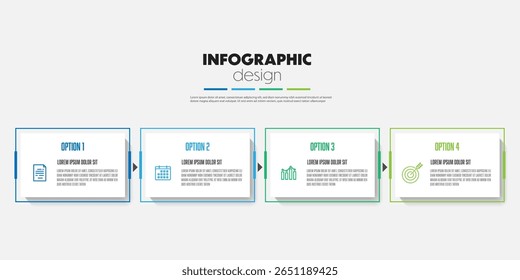 Abstract square shape infographic template design element 4 step
