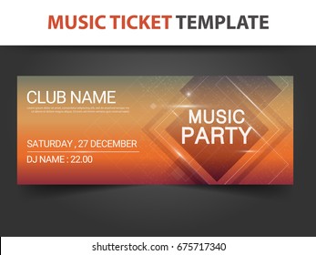 Abstract square shape Music ticket template for concert and music club vector illustration 