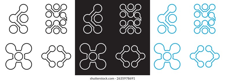 Abstract square shaped metaball circle connections.  Vector for websites, mobile interfaces, presentations, banner, visual branding etc. Vector illustration. isolated on white and black background.
