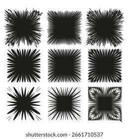 Abstract square shapes. Blurred edge patterns. Textured Vector forms. Grunge design elements. EPS 10.