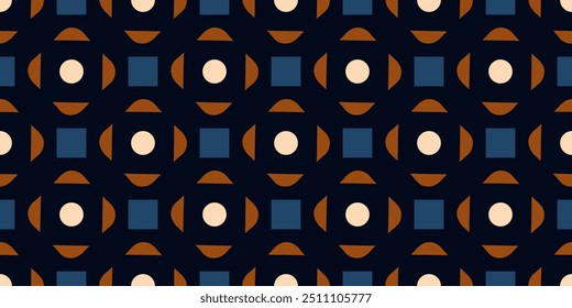 Abstract square shapes pattern elegant geometric motif classic blue minimal background. Small diamond, triangle elements modern fabric design textile swatch ladies dress, man shirt allover print block