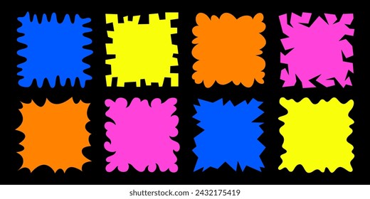 Abstract square shapes set for social media post. Colorful, funny and playful style web banner background.