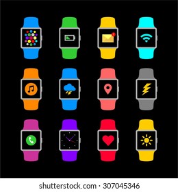 Abstract square smart watch icon collection
