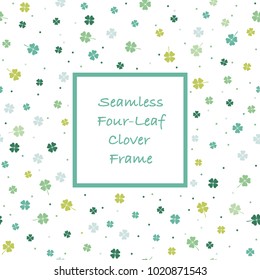 An abstract square springtime frame with a four-leaf clover pattern, vector illustration.