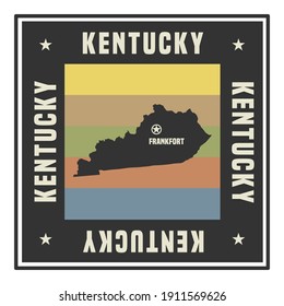 Abstract square stamp or sign with silhouette and name of US state Kentucky, vector illustration