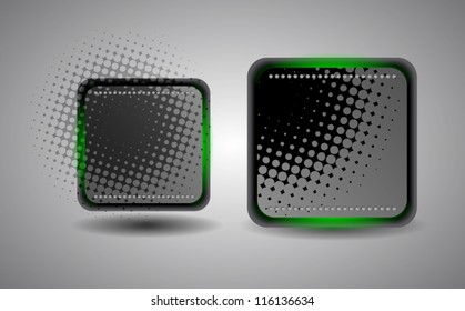 abstract square steel button with halftone effect
