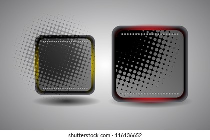 abstract square steel button with halftone effect