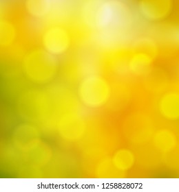 Abstract square sunny autumn yellow orange vector background, blurred background with bokeh