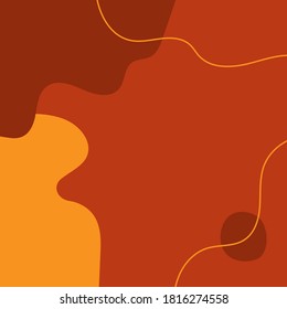 Abstract square template with different shapes. Drawn by hand. Terracotta and orange shades. Modern vector illustration.