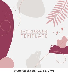 Abstract square templates with tropical leaves and geometric shapes. Good for social media posts, mobile apps, banner designs and online promotions and adverts. Hand-drawn tropical vector background.