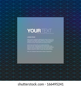 Abstract square text box with blue triangles wire pattern texture background design  Eps 10 vector illustration 