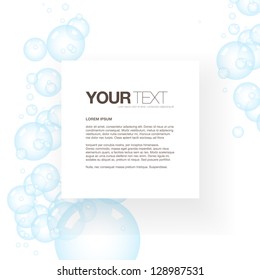 Abstract square text box design vector with soap bubbles background