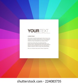 Abstract square text box design with colorful rainbow background  Eps 10 stock vector illustration 