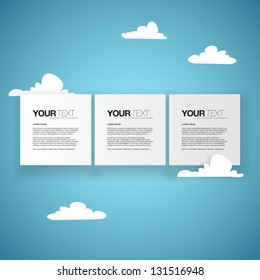 Abstract square text boxes design vector with clouds