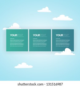 Abstract square text boxes design vector with clouds
