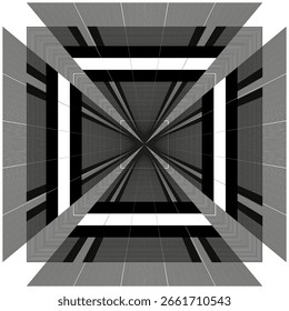 Abstractas túnel cuadrado. Patrón de línea geométrica. Vector de ilusión óptica. Fondo de arte moderno. EPS 10.