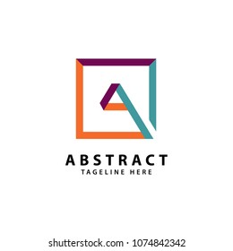 abstract square - vector business logo concept illustration. Colored with abstract shapes.