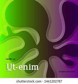 Abstract square web template with wavy embossed gradient shapes on gradient background. Social media web banner or landing page. Fluid lighting effect with smooth liquid colors.