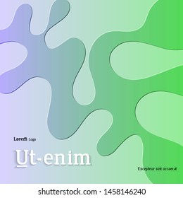 Abstract square web templates with wavy embossed gradient shapes on gradient background. Social media web banner or landing page. Fluid lighting effect with smooth liquid colors.